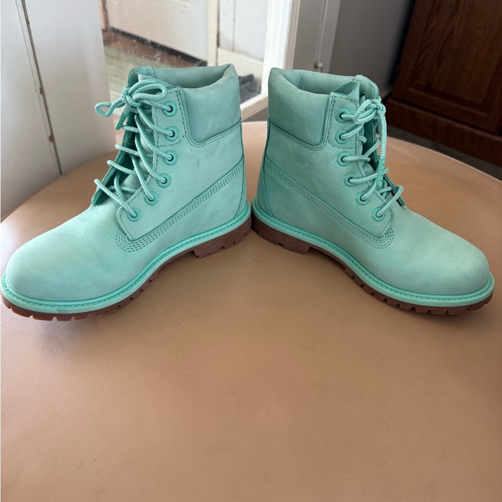 Timberland Women's Mint Turquoise Lace-Up Boots - Picture 2 of 6
